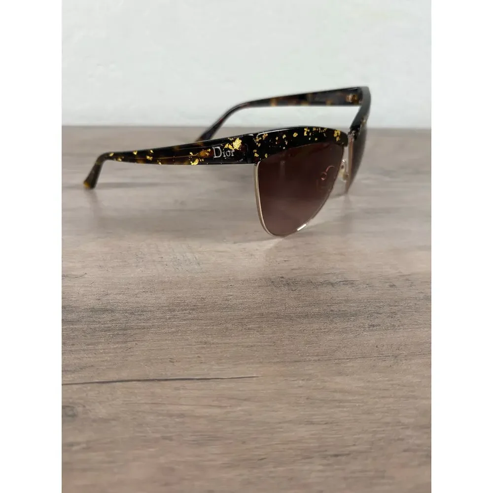 Christian Dior Meteore Black 24K Gold Flakes Leaf Boutique Women's‎ Sunglasses